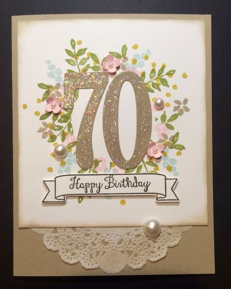 Happy Birthday - 70th Birthday Card 70 Years, 70 Birthday Cards Female, 70th Birthday Cards For Women Handmade, Cc Numbers, Chalk Painting Color, Illuminated Lettering, Birthday Card Decoration, 100th Birthday Card, Old Birthday Cards