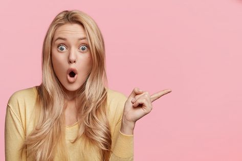 Terrifed young woman warns you about som... | Free Photo #Freepik #freephoto #shocked-woman #surprised-woman #shock #excited-woman Freckled Redhead, Pink Hair Highlights, Surprised Face, Facial Pictures, Redhead Woman, Surprise Face, Murs Roses, Hipster Women, Branding Photoshoot Inspiration