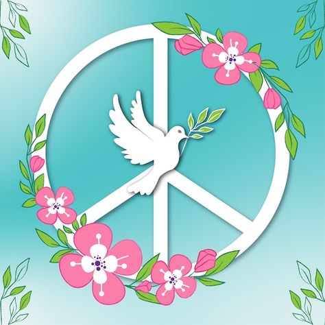 Happy peace day vector design | Premium Vector #Freepik #vector #peace-logo #peace-day #peace-background #peace-dove Peace Logo Art, Poster On Peace, Peace Background, Peace Drawing, World Peace Day, Peace Logo, Peace Day, Peace Poster, Sky Art Painting