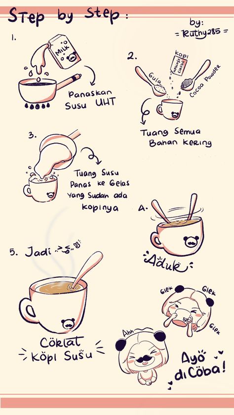 Drawing tutorial cooking Amazon Slides, Sequential Drawing, Recipe Drawing, Cooking Tutorials, Baking Tutorial, Coffee Milk, Recipe Steps, Cooking Techniques, Step By Step Drawing