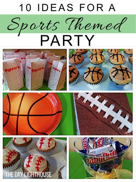 Sports themed party ideas. Inspiration for food, decor, music, etc. Baseball, basketball, football, soccer, golf, and sports for birthday party or event. Sports Theme Birthday Party, Sports Party Food, Sports Party Games, Diy Lighthouse, Themed Party Ideas, Basketball Birthday Parties, Music Themed Parties, Sports Theme Birthday, Sports Birthday Party