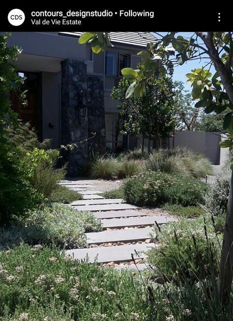 Stone Path Landscaping, Herbatious Border, Front Entry Landscaping, Sustainable Garden Design, Garden Slabs, Pathway Landscaping, Pool Landscape Design, Front Garden Design, Garden Paving