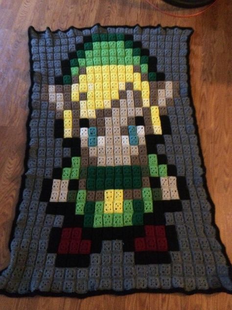 Legend of Zelda Blanket Zelda Crochet Blanket, Loz Crochet, Zelda Nursery, Legend Of Zelda Crochet, 8 Bit Crochet, Zelda Crochet, Crochet Blanket Patterns Free, Nerdy Crochet, Pixel Crochet Blanket