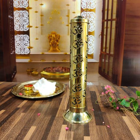 This designer incense burner tower is made of pure brass. It is so beautiful and eye-catching. The agarbatti stand has a refined body with an OM symbol engraved all over. The stand at the bottom makes it less complicated to keep it everywhere and the lid at the pinnacle ensures the safety of your incense. It is a divine gift also. you could use it as a really perfect home decor object and gifted too! Agarbatti Stand, Om Symbol, The Stand, Incense Holder, Perfect Home, Incense Burner, So Beautiful, Taper Candle, Incense