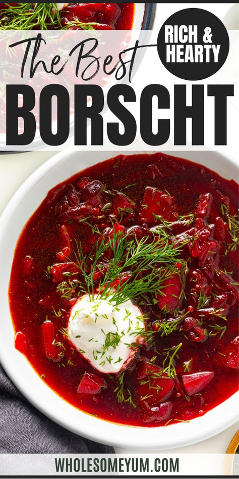 Borscht Recipe Healthy Borscht Soup, Easy Beet Soup Borscht Recipe, Homemade Borscht Soup, Beet Soup Recipes Polish, Borscht Soup Recipe Polish, Easy Borchtch Soup Recipes, Easy Borscht Recipe, Russian Beet Recipes, Beets Borscht Soup Recipes