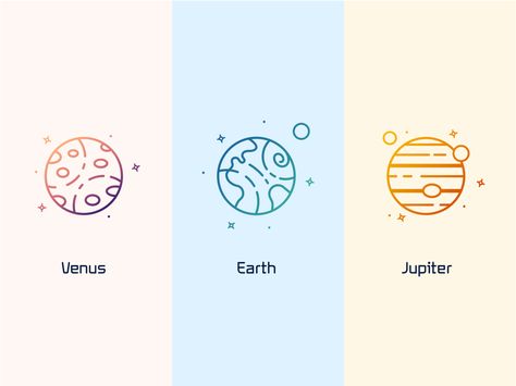 Venus, Earth & Jupiter by Jamie Beck on Dribbble Jupiter And Venus Tattoo, Small Jupiter Tattoo, Jupiter Tattoo Ideas, Jupiter Tattoo Minimalist, Jupiter Tattoo Sagittarius, Jupiter Tattoo Planet, Venus Tattoo Planet, Venus Planet Tattoo, Lucy Drawing