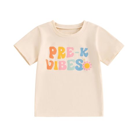 PRICES MAY VARY. ❀【Material】: Kids toddler preschool vibes shirts, cotton blend fabric, high grade fiber, excellent workmanship, soft and comfort, skin-friendly, breathable, first day of school outfit, back to school outfit. ❀【Design】: Retro Pre-K Vibes shirt, boho Kindergarten Vibes shirt, vintage hippy First Grade Vibes shirt, back to school shirt, 1st day of school shirt, toddler girl groovy preschool shirt, chic and stylish, well easy matching with any clothes. ❀【Occasion】: Toddler preschool Pre K Tshirt Ideas, Prek Teacher Shirt, Prek Squad Shirt, Rainbow Prek Shirt, First Day Of Pre K Shirt, Preschool Vibes, Preschool Shirts, First Day Of School Outfit, Outfit Design