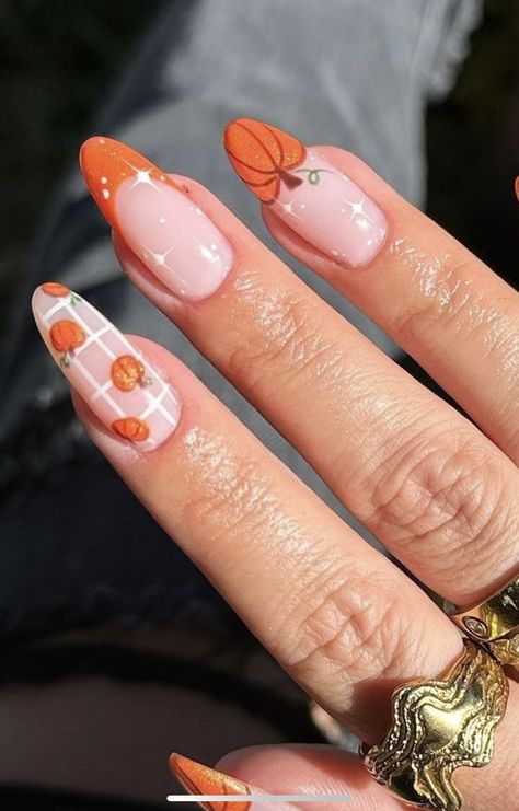 Pastel Pumpkin Nails, Pumpkin Tip Nails, Pumpkin Nail, Pumpkin Nail Art, French Tip Design, Pumpkin Nails, Tip Nails, Pumpkin Theme, Nails Inspo