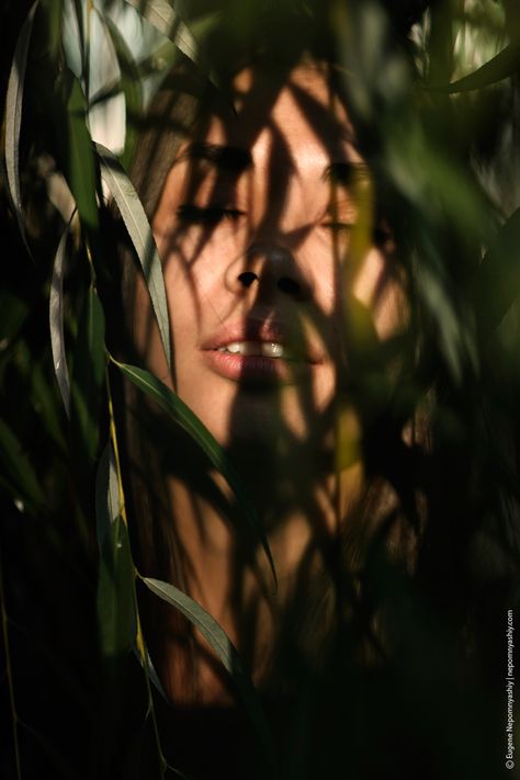 Forest Portrait Photography Female, Green Portrait Photography, Moody Poses, Rebrand Photoshoot, Goddess Portrait, Nature Portraits, Nature Portrait, Female Photography, Leaf Photography