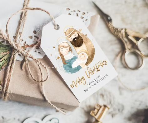 Christmas favor tags, Nativity Christmas Gift tags, Religious Christmas favor tags, Christian Christmas, Editable template, CHR02 Jungle Baby Shower Decorations, Chrismas Crafts, Baptism Invitations Girl, Nativity Christmas, Christmas Gift Tags Printable, Christmas Favors, Christmas Party Favors, Holiday Party Invitations, Religious Christmas