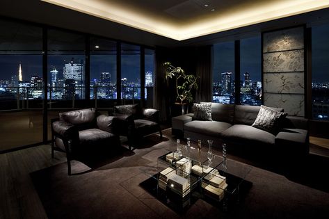 Tokyo 'Hidden Refuge' Penthouse  03/07/12  Price: $ 8,750,000  Location: Tokyo, Japan  Type of Home: Penthouse  This apartment is designed to be a hideaway in the middle of Tokyo's government district, with expansive views, two kitchens and access to a hot-stone spa and footbath on the roof. —Kristiano Ang Tokyo Penthouse, Appartement New York, Tokyo Apartment, Penthouse Living, Luxury Penthouse, Penthouse Apartment, 아파트 인테리어, Bachelor Pad, Dream Apartment