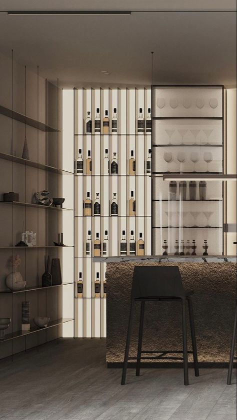 Wine Office Design, Modern Wine Bar Design, Wine Section In Home, Wine Rack Wall Modern Dining Rooms, Winery Design Interior, Luxury Bar Design, Wine Shop Interior, Wine Bar Design, Bar Design Home