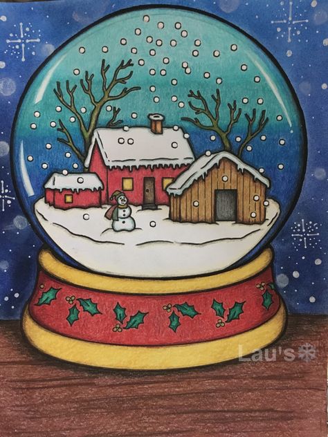 Christmas Globe Drawing, Yangi Yilga Rasmlar Chizish, Snow Globe Drawing Ideas, Snow House Drawing, Christmas Snow Globe Drawing, Cristhmas Drawings, Winter Drawings Christmas, Merry Christmas Drawing Ideas, Christmas Drawings Beautiful