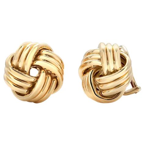 Tiffany 18k Love Knot Earrings - For Sale on 1stDibs Vintage Tiffany Jewelry, Tiffany And Co Earrings, Tiffany Gold, Large Gold Earrings, 1960 Jewelry, Vintage Rhinestone Earrings, Vintage Gold Earrings, Tiffany Earrings, Starburst Earrings