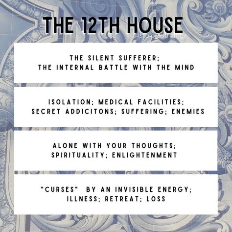 12 House Astrology, Aries 12th House, Moon In 12th House, Sun In 12th House, 12th House Stellium, 12th House Astrology, Saturn In Aries, Houses Astrology, Astrological Houses