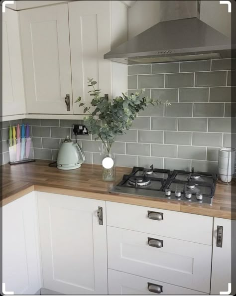 Wall Tile Design Ideas, Wall Tile Design, Kitchen Wall Tiles Design, Kitchen Wall Tile, Tile Design Ideas, Affordable Kitchen, Sage Green Kitchen, Wall Tiles Design, Kitchen Wall Tiles