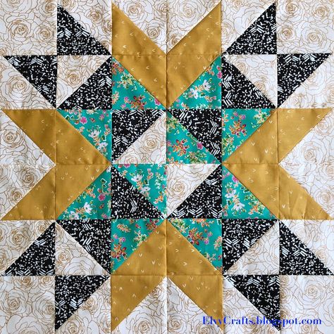 Elvy Crafts: A New Project: The Medallion Quilt Quilt Stars, Medallion Quilt, Sewing And Quilting, Sampler Quilt, Triangle Quilt, Barn Quilt, Free Motion Quilting, Quilting Ideas, Longarm Quilting