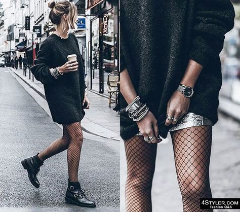 Fishnet Outfit, Boho Styl, Mode Casual, Fishnet Stockings, Outfit Trends, Tights Outfit, Mode Vintage, Looks Style, Mode Inspiration