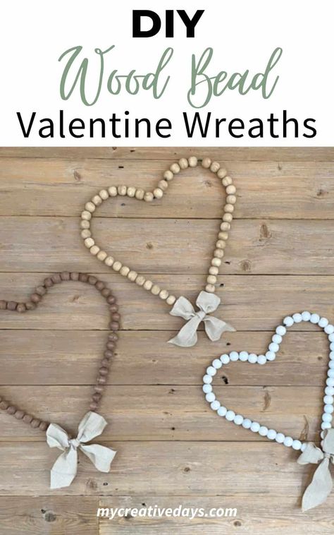 Beaded Heart Wreath, Heart Wreath Diy, Little Crafts, Valentine Wood Crafts, Vintage Valentine Crafts, Diy Valentines Day Wreath, Valentine Wreaths, Valentine Centerpieces, Heart Diy