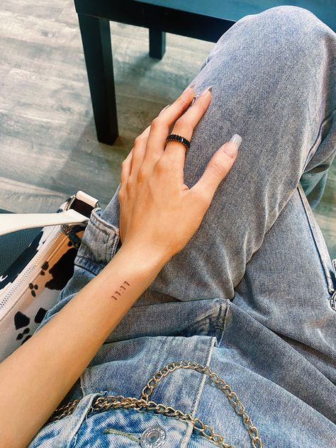 11:11 Tattoo Ideas, Angel Number Tattoo, Side Wrist Tattoos, Meaningful Wrist Tattoos, Number Tattoo, Number Tattoos, Writing Tattoos, Small Tattoo Ideas, Petite Tattoos