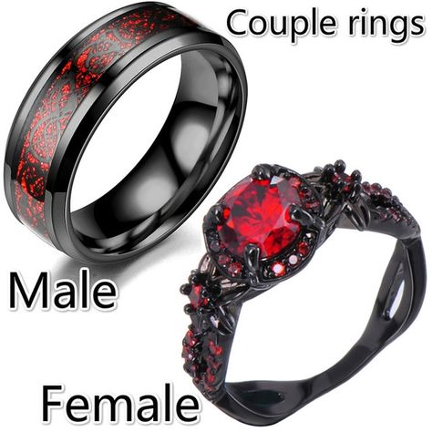 Gothic Rings Wedding, Vampire Wedding Ring, Dark Wedding Rings, Goth Wedding Rings, Goth Wedding Ring, Friends Rings, Goth Engagement Rings, Weding Rings, Matching Stuff