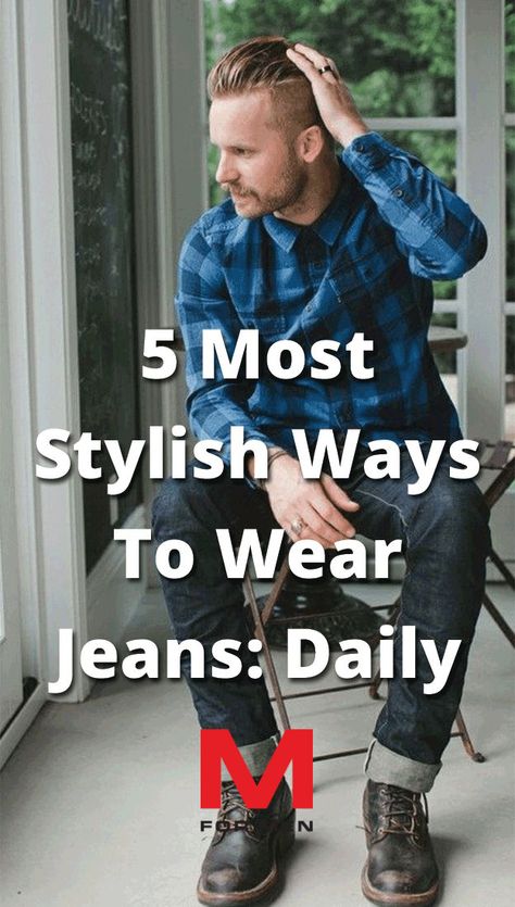 #FashionMen  DISCOVER 👉🏻 MForMen.net How To Wear Jeans With Boots, Mens Rock Fashion, Blue Jeans Outfit Men, Summer Fashion Inspiration, Men's Summer Fashion, Guy Outfits, Dapper Mens Fashion, Rolled Jeans, Outfit Tips