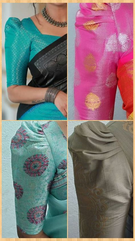 Lite Puff Blouse Designs, Rectangle Neck Blouse Designs, Boat Neck With Puff Sleeves Blouse, Latest Hand Designs For Blouses, Self Blouse Designs Latest, Khan Blouse Marathi Pattern, Trendy Blouse Designs Sleeves Pattern, Front V Neck Saree Blouse, Latest Blouse Designs Pattern Style