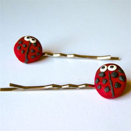 Ladybug Hair Clips: handmade from polymer clay. Available to purchase from Breeze Creations on Madeit Polymer Clay Hair, Hair Bobby Pins, Clay Hair, The Ultimate Gift, Personalised Gifts, Bobby Pins, Hair Pins, Hair Clips, Polymer Clay