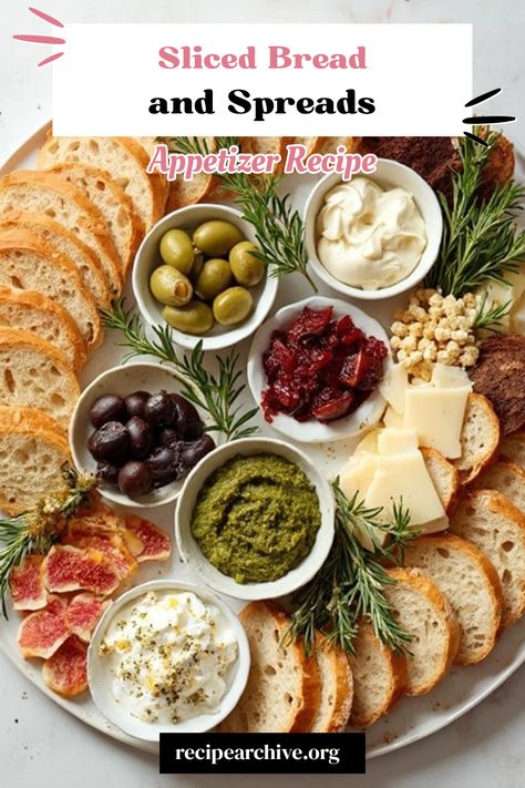 Sliced Bread and Spreads Bread For Cheese Board, Breads And Dips Platter, Sourdough Bread Charcuterie Board, Bread Board Appetizer, Charcuterie Board With Bread, Spreads For Bread, Bread Charcuterie Board, Charcuterie Board Bread, Bread Spreads