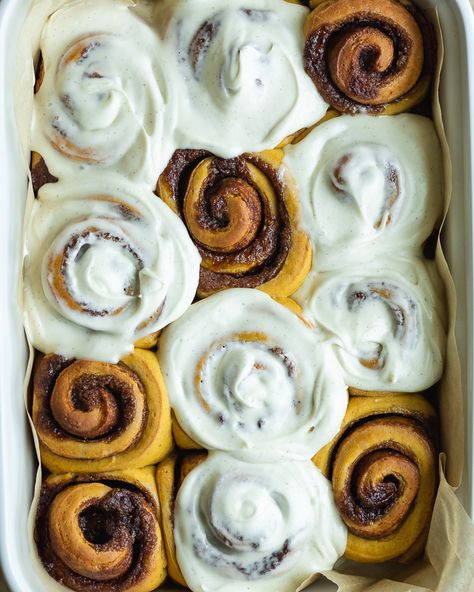 Sourdough Pumpkin Cinnamon Rolls (discard or active starter) Sourdough Pumpkin, Cinnamon Rolls With Cream Cheese, Cinnamon Rolls With Cream, Best Pumpkin Recipes, Recipes With Yeast, Sourdough Rolls, Sourdough Cinnamon Rolls, Bread Winners, Sourdough Bread Sandwiches