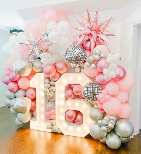 Pretty In Pink Sweet 16, Sweet Sixteen Party Ideas Decoration, Sweet 16 Party Planning, Sweet 16 Winter Wonderland, Pink Birthday Theme, Sweet 16 Party Themes, Sweet 16 Party Decorations, Pink Sweet 16, Sweet Sixteen Birthday Party Ideas