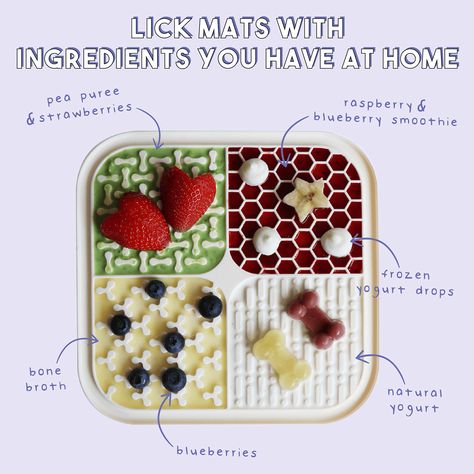 Lick Mat Recipes For Puppy, Licky Mat Recipes Dog, Lick Mat Ideas For Dogs, Lick Mats For Dogs Recipe, Lick Matt Recipes Dogs, Dog Lick Mat Recipes, Lick Mat Ideas, Lick Mat Recipes, Frozen Yogurt Drops