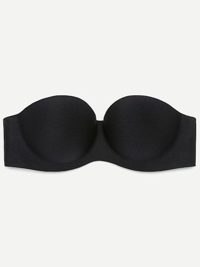 PIN US-LingerieAndLoungewear-20180212-Y-D7 Push Up Strapless, Push Up Strapless Bra, Latest Bra, Bra Types, Shein Style, Strapless Bra, Bra Women, Bra Lingerie, Black Fabric