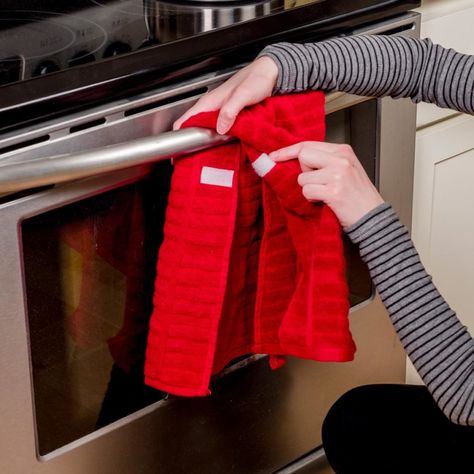 Secure Your Kitchen Towels How To Hang Kitchen Towels On Stove, How To Keep Kitchen Towels From Falling, Fold Kitchen Towels, Bread Tabs, Kitchen Towels Hanging, Easy Life, Car Wax, How To Fold, Family Handyman