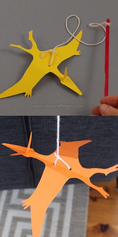 Pterodactyl Craft, Dino Craft, Dinosaur Craft, Dinosaur Activities Preschool, Flying Paper, Dinosaur Themed Birthday Party, Dinosaur Activities, Dinosaur Crafts, Dinosaur Theme Party