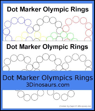 3 Dinosaurs - Dot Marker Olympic Rings Free Olympics Printable, Olympic Fine Motor Activities, Preschool Summer Olympics Activities, Olympic Theme Preschool Lesson Plans, Olympic Worksheets For Preschool, Summer Olympics Crafts For Preschoolers, Olympic Worksheets For Kids, Olympic Printables Free, Summer Olympics Preschool