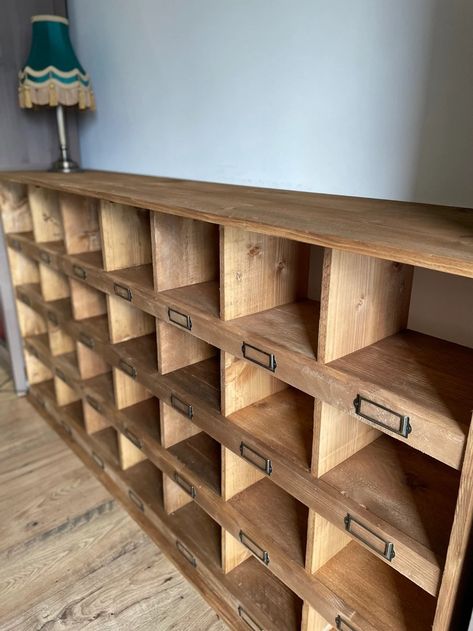 Rustic Reclaimed Wooden Pigeon Hole Shoe Storage Unit Rack Shelves - Etsy UK Wooden Pallet Shoe Rack, Shoe Storage Cubbies, Unconventional Shoe Storage, Shoes Wardrobe Storage Ideas, Rustic Shoe Storage, Redone Furniture, Pallet Shoe Rack, Pigeon Hole, Shoe Storage Unit