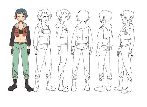 Character Sheet Turnaround, Anime Model Sheet, Turn Around Character Design, Model Sheet Character Design, Afu Chan, Turnaround Sheet, Model Sheet Character, Character Design Teen, Character Turnaround