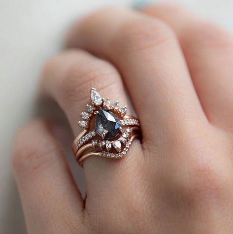 Alexis Russell Engagement Rings, Alexis Russell, Alternative Ring, Dark Wedding Theme, Wedding Ring Styles, Black Engagement Ring, Future Engagement Rings, Wedding Black, Commitment Ceremony