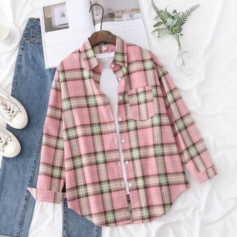 9aa42b31882ec039965f3c4923ce901bdesc52144129ri Plaid Shirt Women, Flannel Fashion, Winter Outwear, Plaid Shirts, Flannel Women, Long Sleeve Plaid Shirt, Loose Shirts, Plaid Fashion, Long Sleeve Plaid