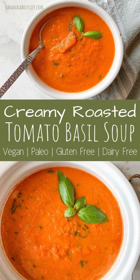 tomato basil soup Paleo Tomato Soup, Vegan Tomato Basil Soup, Gluten Free Dairy Free Recipes Dessert, Gluten Free Tomato Soup, Dairy Free Tomato Soup, Gluten Free Dairy Free Recipes Dinner, Homemade Tomato Basil Soup, Soup Recipes Healthy Vegetarian, Gluten Free Soup Recipes Glutenfree