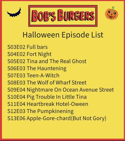 Bobs Burgers Halloween Episode, Bobs Burgers Thanksgiving Episodes, Fall Episodes, Bob's Burgers Halloween, Bobby Burgers, Bob Burgers, Bobs Burgers Funny, Halloween Movies List, Halloween Episodes