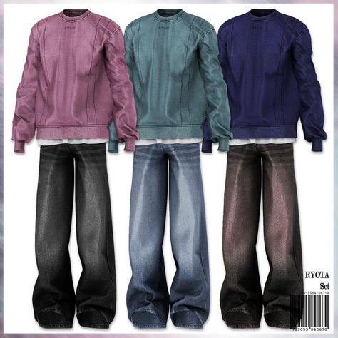 RYOTA Set | Patreon Sims 4 Cc Clothes Set Male, Sims 4 Cc Oversized Sweater Male, Sims 4 Cc Clothes Set Patreon, Gorilla Sims 4 Cc, Men Sims Cc Clothes, Sims 4 Cc Clothes Maxis Match Male Patreon, The Sims 4 Mens Clothes, Sims Male Outfits, Sims 4 Male Skirt