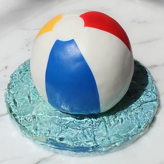 Beach Ball Cake Beach Ball Cake, How To Cake, Ball Cake, Beach Birthday Party, Decorated Eggs, Egg Cake, Confetti Cake, Water Effect, Pool Birthday Party