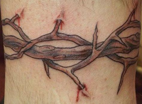 Crown of Thorns Tattoo Designs Rose Thorn Tattoo, Crown Of Thorns Tattoo, Thorns Tattoo, Blood Tattoo, Thorn Tattoo, Wrap Around Tattoo, 16 Tattoo, Neotraditional Tattoo, Money Tattoo