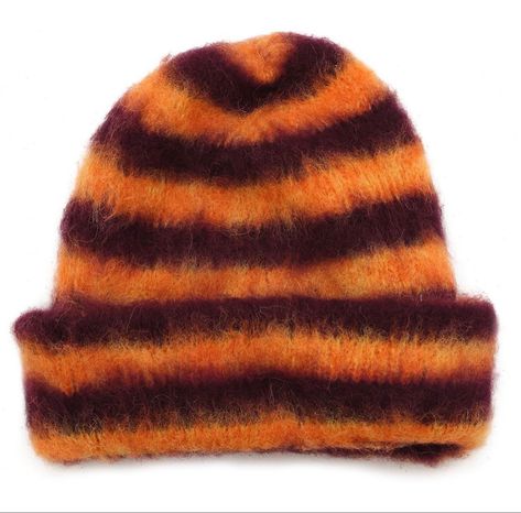 Knitting Hat Patterns Free, Striped Crochet Beanie, Colorful Hats, Mohair Beanie, Mohair Hat, Cute Winter Hats, Orange Beanie, Striped Beanie, Striped Hat