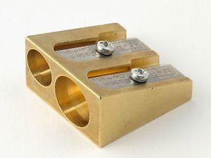 MOBIUS & RUPPERT SOLID BRASS PENCIL SHARPENER - Twin Wedg… Pencil Sharpeners, Time After Time, M R, Sharpeners, Pencil Sharpener, Marking Tools, Pen Tool, Drawing Tools, Tools Accessories