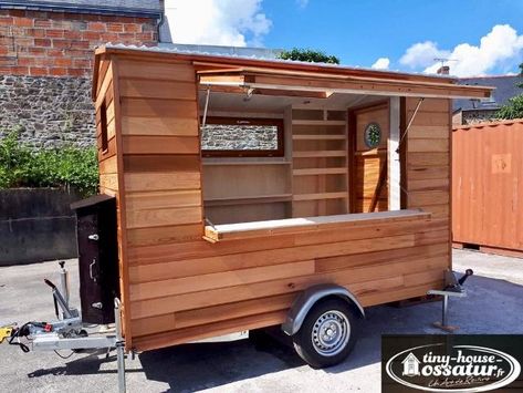 Building A Food Trailer, Diy Food Trailer How To Build, Diy Coffee Trailer, Food Truck Design Exterior, Diy Food Trailer, Sandwich Truck, Kombi Food Truck, Foodtrucks Ideas, Mobile Coffee Shop