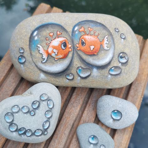 Malanleitung | Steine bemalen "Fische", Acryl, malen | EMF Verlag Rock Art, Painted Rocks, Projects To Try, Amigurumi, Fish, Fine Art, Stone, Pins, Art