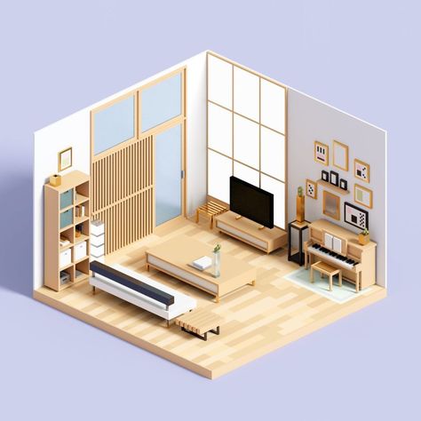 Anime Houses, Minimal Room, Designer Illustration, House Games, Sims 4 House Design, Isometric Design, Interior Sketch, Gaming Room Setup, Interior Concept